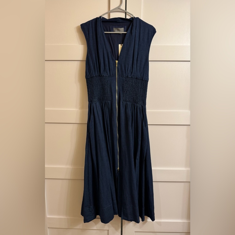 NEW WITH TAGS! Anthropologie denim Tommie capped sleeve midi dress.  Size medium